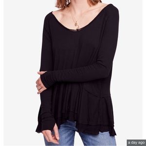 Free People NWT size S Black Long Sleeve Top